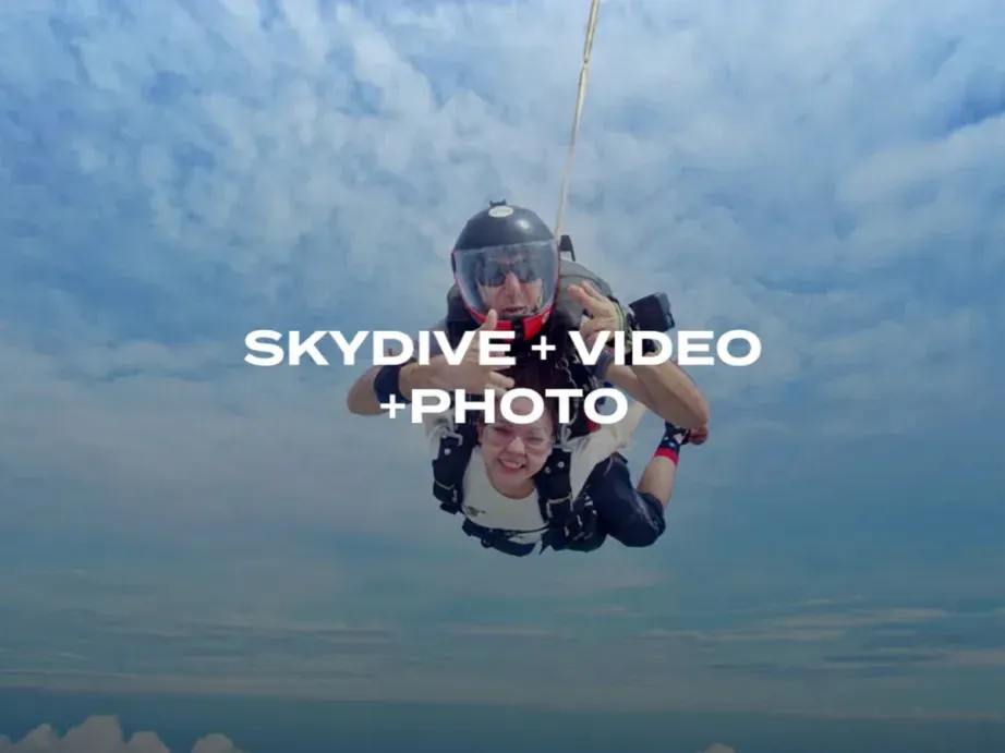 VIP tandem jump with outside cameraman video and photos