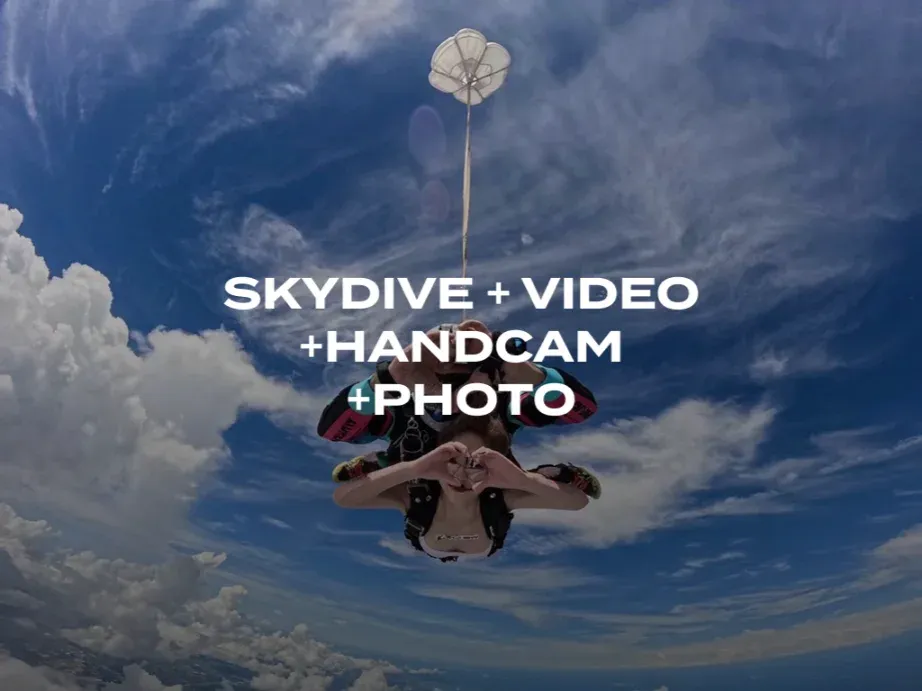 VIP Plus tandem jump with outside cameraman, handcam and photos